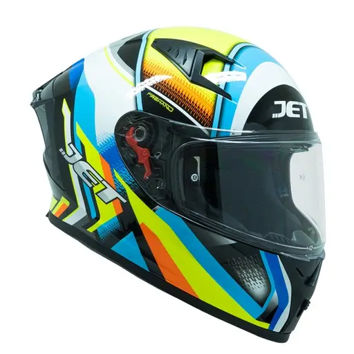 Cască Moto Integrală JET SCUD WHIZ · Galben-Fluo / Albastru / Alb