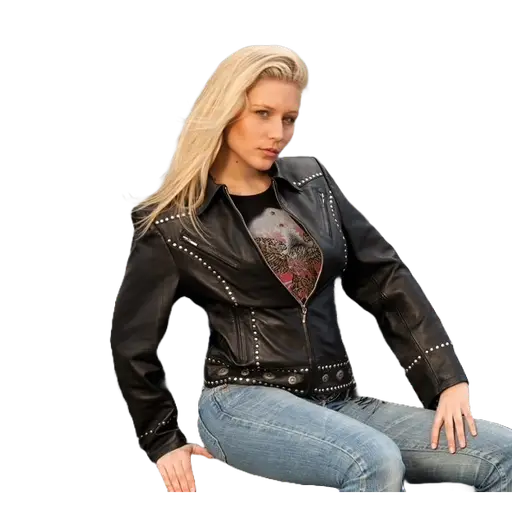 Geacă Cowboy Damă din Piele WILD WEST Brooklyn · Negru
