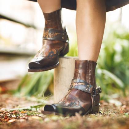 Botine Moto Chopper din Piele Naturală SENDRA BOOTS 7811 BLUES BRITNES · FL. MARRON-EVOLUTION TANG · Maro / Negru  - 6