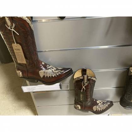 Cizme Exotice / Cowboy Unisex SENDRA BOOTS 2720 Florentic Fuchsia Boa · Negru / Maro  - 4