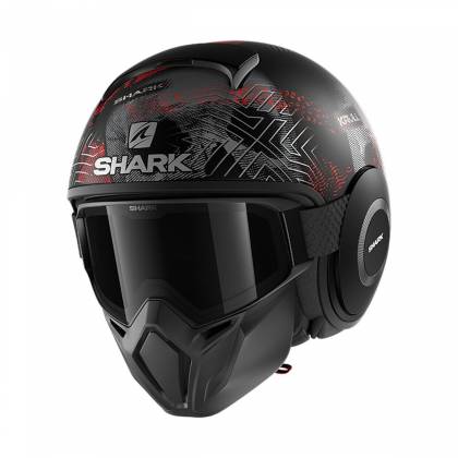 Cască Moto Open Face SHARK STREET DRAK KRULL · Negru / Argintiu / Roșu Mat  - 1