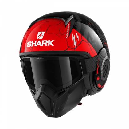 Cască Moto Open Face SHARK STREET DRAK CROWER · Negru / Gri / Roșu  - 0