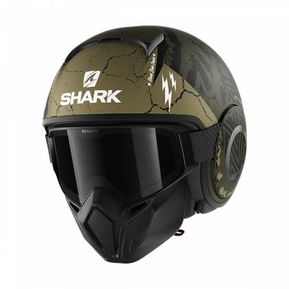 Cască Moto Open Face SHARK STREET DRAK CROWER · Negru / Verde  - 0