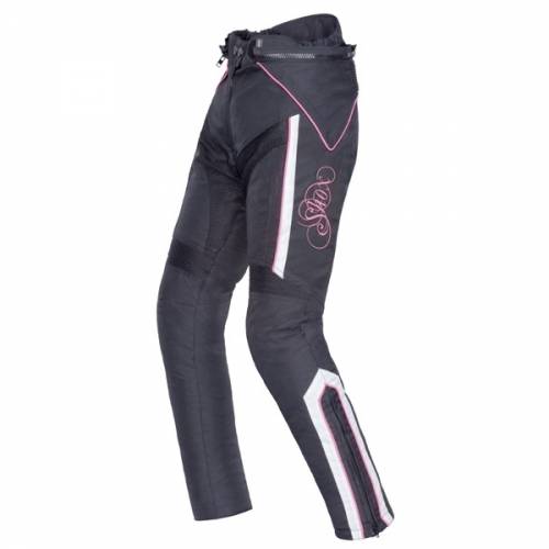 Pantaloni Moto Damă din Textil SHOX TIANA · Alb / Negru / Roz 