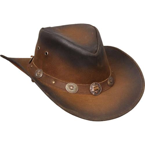 Pălărie Cowboy din Piele WILD WEST TOMBSTONE STONEWASH · Maro 