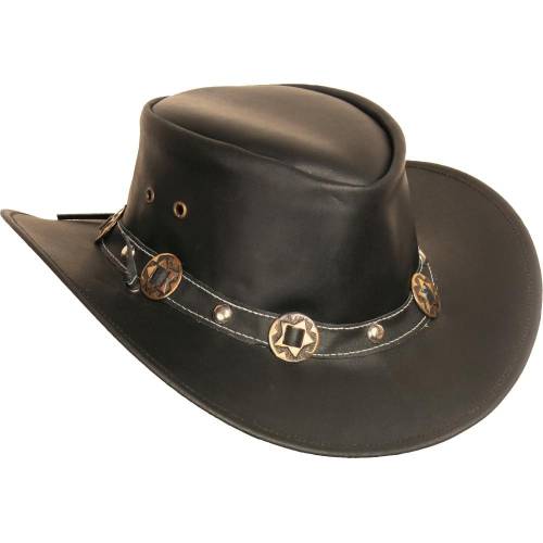 Pălărie Cowboy din Piele Naturală WILD WEST CONCHO · Negru 