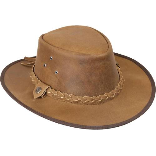 Pălărie Cowboy din Piele Naturală WILD WEST HOOLEY TAN · Maro 