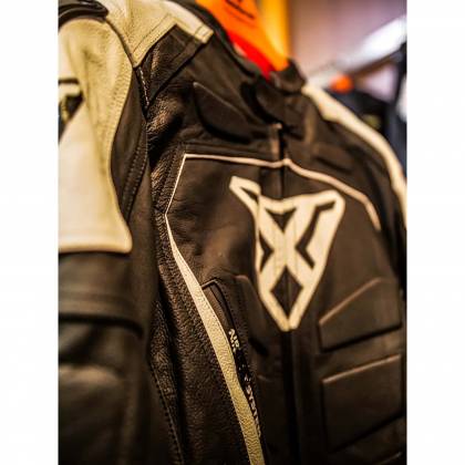 Geacă Moto din Piele SIXGEAR PHOENIX · Negru / Alb  - 5