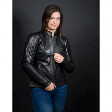 Geacă Moto Damă de Vară din Piele Naturală SIXGEAR MILA · Negru  - 7