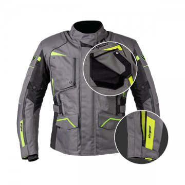 Geacă Moto din Textil SIXGEAR CLASH · Gri / Verde Fluo  - 10