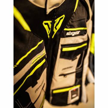 Geacă Moto din Textil SIXGEAR VIKRAN · Gri / Verde Fluo / Negru  - 9