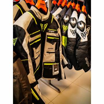 Geacă Moto din Textil SIXGEAR VIKRAN · Gri / Verde Fluo / Negru  - 10