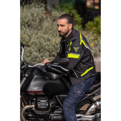 Geacă Moto din Textil SIXGEAR RIOT · Negru / Verde Fluo  - 4