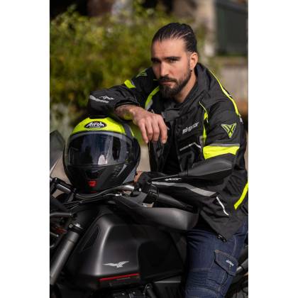 Geacă Moto din Textil SIXGEAR RIOT · Negru / Verde Fluo  - 5
