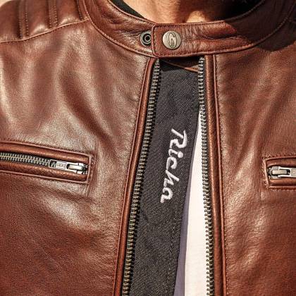 Geacă Moto din Piele RICHA DAYTONA 2 Mărimi Extra · Maro închis  - 8