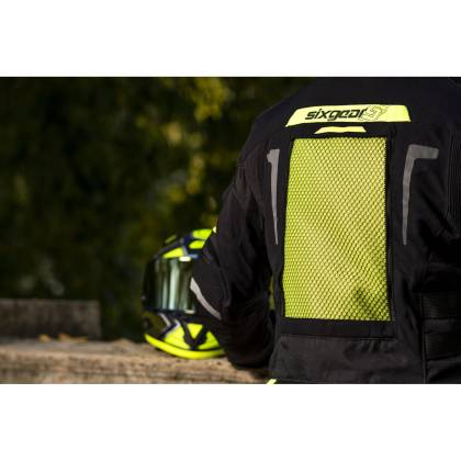 Geacă Moto din Textil SIXGEAR PARAGON · Negru / Verde-Fluo  - 4