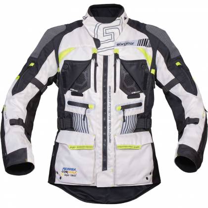 Geacă Moto din Textil SIXGEAR SUPERTECH · Gri / Negru / Verde-Fluo  - 5