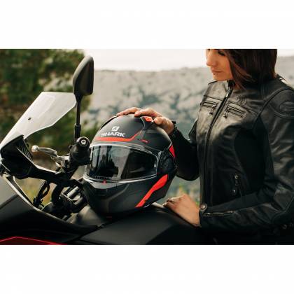 Cască Moto Modulară SHARK EVO GT SEAN · Alb / Negru / Roșu  - 9