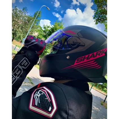 Cască Moto Integrală SHARK SKWAL 2 HALLDER MAT cu Lumini LED · Negru Mat / Gri / Roz  - 5