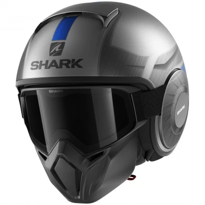 Cască Moto Open Face SHARK STREET DRAK TRIBUTE RM MAT · Gri / Albastru  - 0