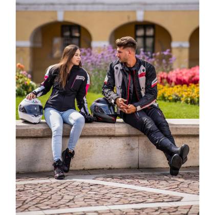 Geacă Moto din Textil SIXGEAR VORTEX · Gri / Alb / Roșu  - 4