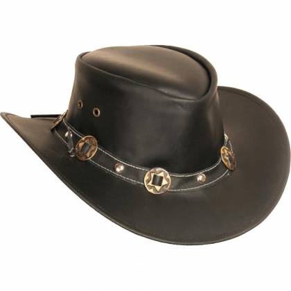 Pălărie Cowboy din Piele Naturală WILD WEST CONCHO · Negru  - 0