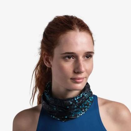 Bandană Tubulară Multifunctională BUFF COOLNET UV+ SPECKLE BLACK · Negru / Verde  - 4