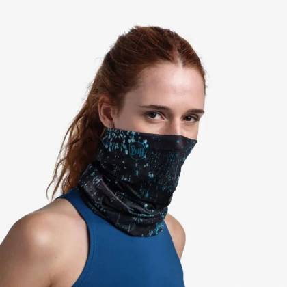 Bandană Tubulară Multifunctională BUFF COOLNET UV+ SPECKLE BLACK · Negru / Verde  - 5