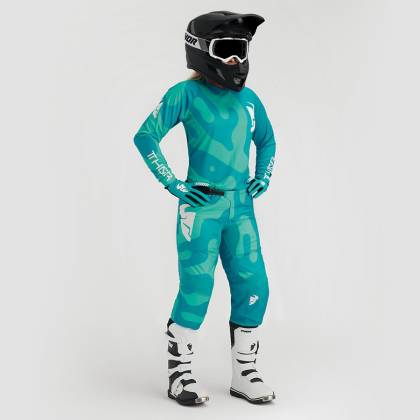 Pantaloni Enduro – Cross Damă THOR SECTOR DISGUISE 2023 · Albastru / Verde  - 4