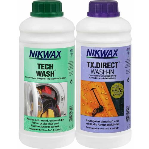 Set Curățare & Impermeabilizare Echipament Moto NIKWAX TECH WASH / TX.DIRECT  1 Litru 
