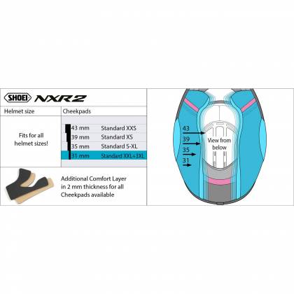 Burete pentru Cască Moto Shoei NXR2 43mm · Gri / Roșu  - 1