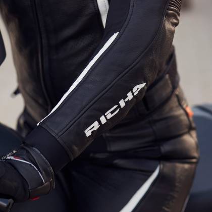 Geacă Moto Damă din Piele RICHA LAURA · Negru / Alb  - 5