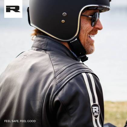 Geacă Moto din Piele RICHA RETRO RACING 3 Mărimi Extra · Maro  - 4