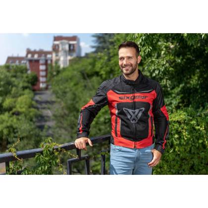 Geacă Moto de Vară din Textil SIXGEAR COOLER · Negru / Roșu  - 5