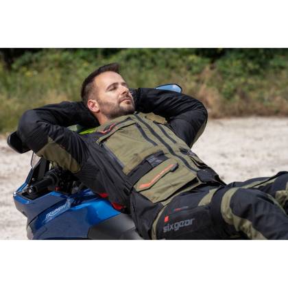 Geacă Moto din Textil SIXGEAR MUDLAND · Negru / Verde-Olive  - 9