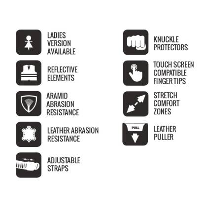 Mănuși Moto din Denim & Piele TRILOBITE 1840 PARADO · Negru  - 9