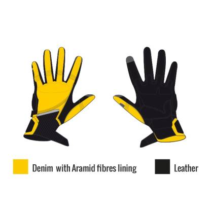 Mănuși Moto din Denim & Piele TRILOBITE 1840 PARADO · Negru  - 8