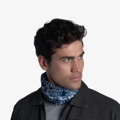 Bandană tubulară multifunctională BUFF ORIGINAL ECOSTRETCH NATIONAL GEOGRAPHIC KURZEME DARK NAVY · Albastru / Alb  - 4
