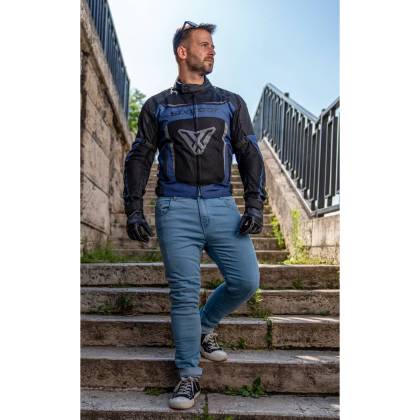 Geacă Moto de Vară din Textil SIXGEAR COOLER · Negru / Albastru  - 4