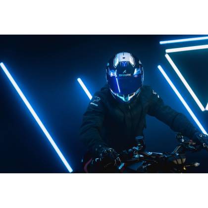 Cască Moto Integrală SHARK SKWAL i3 LINIK cu Lumini de Frână · Albastru Mat / Alb / Roșu  - 6