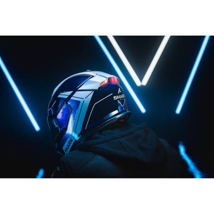 Cască Moto Integrală SHARK SKWAL i3 LINIK cu Lumini de Frână · Albastru Mat / Alb / Roșu  - 8