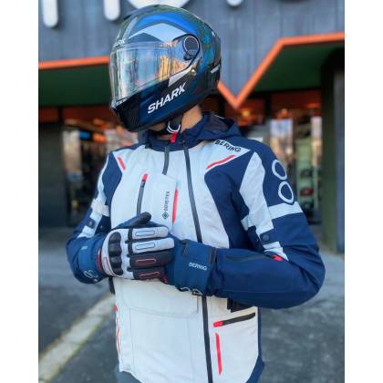 Geacă Moto din Textil GoreTex BERING AUSTRAL GTX · Gri / Albastru / Roșu  - 8