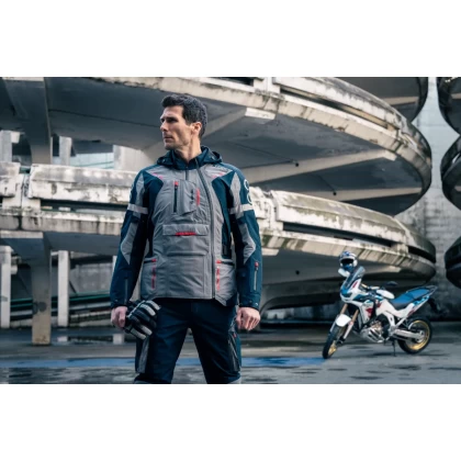 Geacă Moto din Textil GoreTex BERING AUSTRAL GTX · Gri / Albastru / Roșu  - 7
