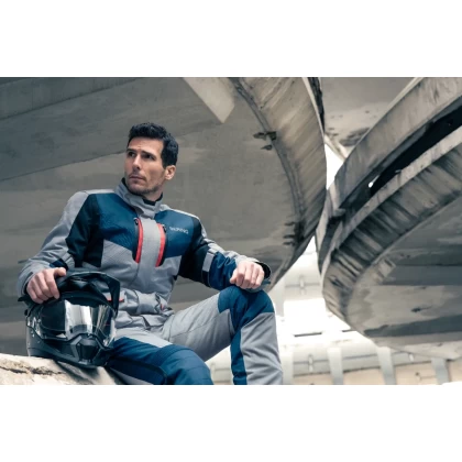 Geacă Moto Touring din Textil BERING SIBERIA · Gri / Albastru / Roșu  - 4