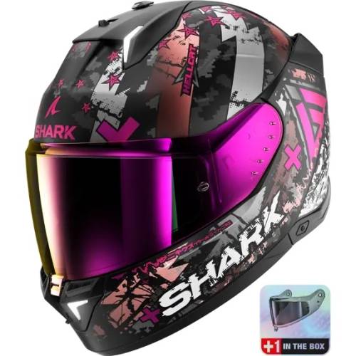 Cască Moto Integrală SHARK SKWAL i3 HELLCAT cu Lumini de Frână · Negru / Gri / Roz 