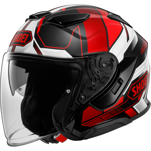 Cască Moto Open Face SHOEI J-CRUISE 3 WHIZZY TC-1 · Negru / Alb / Roșu 