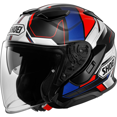 Cască Moto Open Face SHOEI J-CRUISE 3 WHIZZY TC-10 · Negru / Alb / Albastru / Roșu 