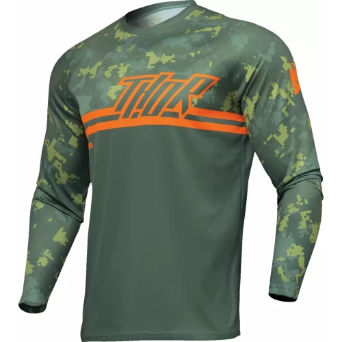 Tricou Enduro - Cross THOR YOUTH SECTOR DIGI CAMO · Verde / Portocaliu 