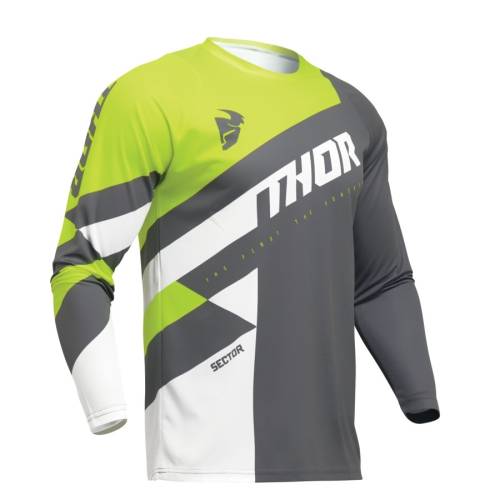 Tricou Enduro - Cross THOR YOUTH SECTOR CHECKER · Gri / Verde-Fluo 