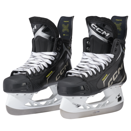 Patine Hochei Jucător, Intermediar, CCM TACKS XF 80 Regular · Negru / Auriu / Galben 